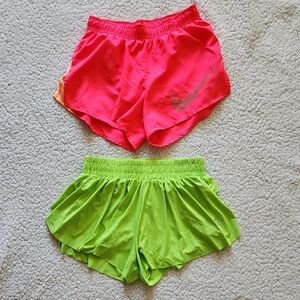 NIKE Athletic Shorts in Bright Pink & Luogongz Lime Green Running Shorts BUNDLE
